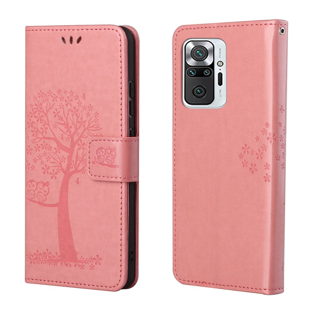 Wallet Design Inside and Outside Tree Owl Pattern Imprint Leather Stylish Case for Xiaomi Redmi Note 10 Pro 4G (India)/(Global)/Note 10 Pro Max