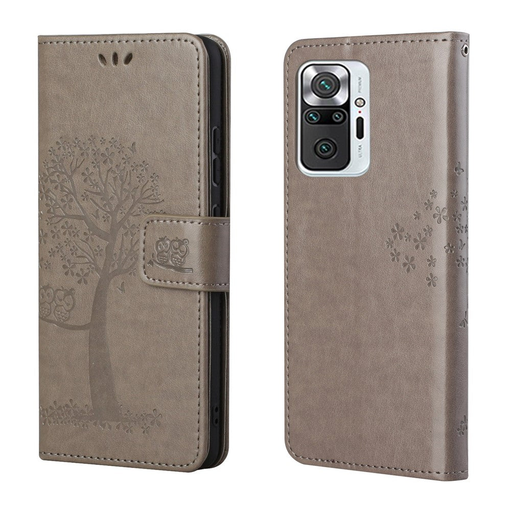 Wallet Design Inside and Outside Tree Owl Pattern Imprint Leather Stylish Case for Xiaomi Redmi Note 10 Pro 4G (India)/(Global)/Note 10 Pro Max