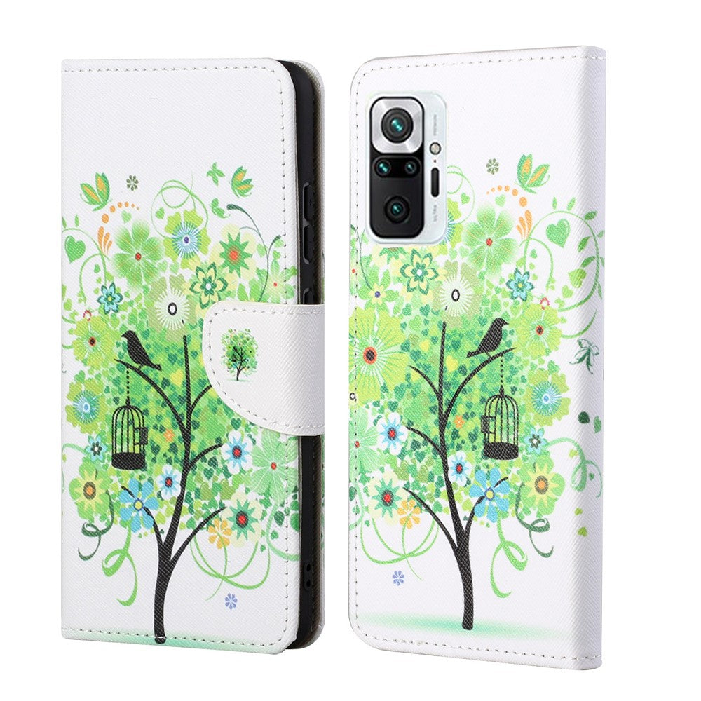 Pattern Printing Cross Texture Leather Wallet Stand Case Shell for Xiaomi Redmi Note 10 Pro / Redmi Note 10 Pro Max