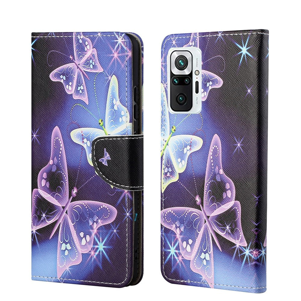 Pattern Printing Cross Texture Leather Wallet Stand Case Shell for Xiaomi Redmi Note 10 Pro / Redmi Note 10 Pro Max