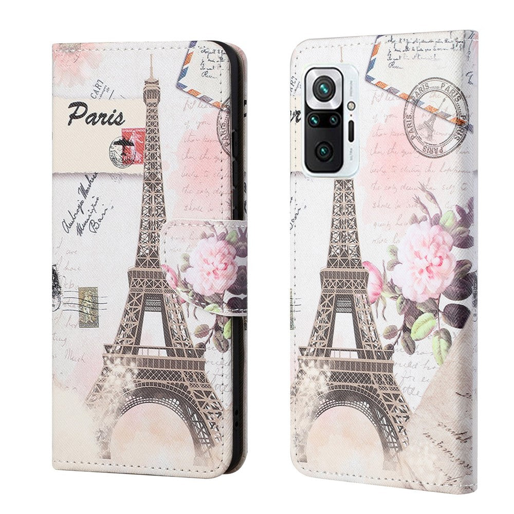 Pattern Printing Cross Texture Leather Wallet Stand Case Shell for Xiaomi Redmi Note 10 Pro / Redmi Note 10 Pro Max