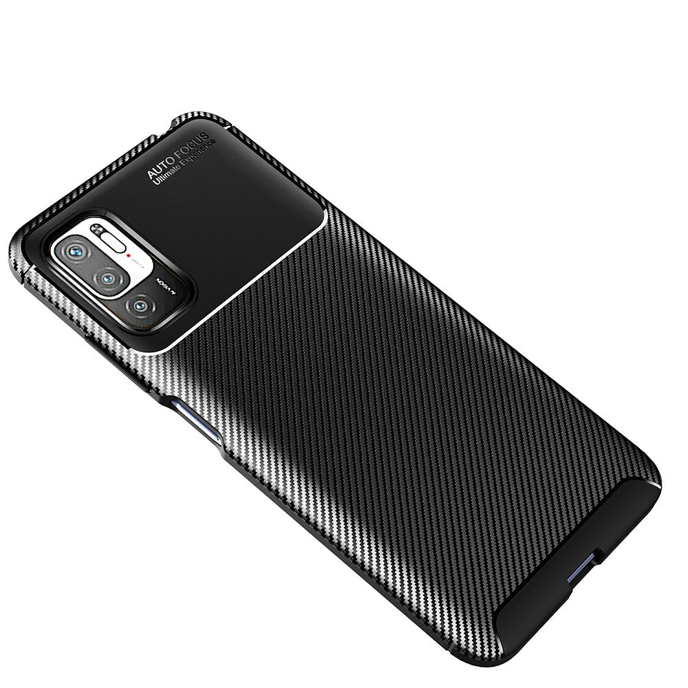 Carbon Fiber Texture Ultra Slim TPU Cover Shock-proof Phone Case for Xiaomi Redmi Note 10 5G/Poco M3 Pro 5G/4G