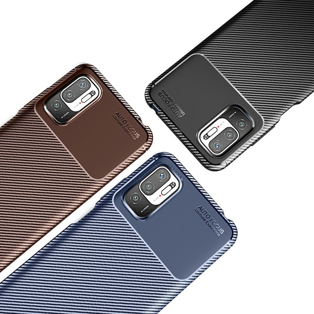 Carbon Fiber Texture Ultra Slim TPU Cover Shock-proof Phone Case for Xiaomi Redmi Note 10 5G/Poco M3 Pro 5G/4G