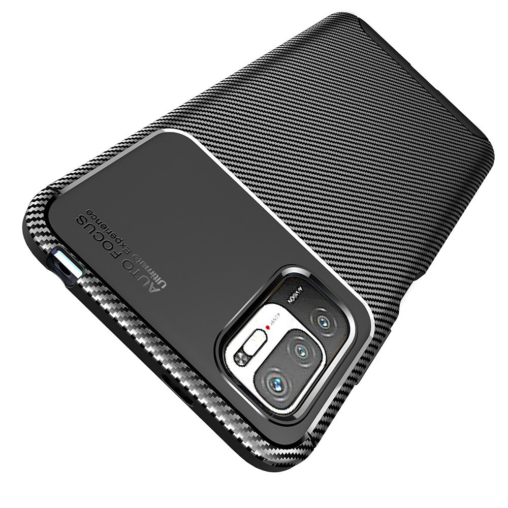 Carbon Fiber Texture Ultra Slim TPU Cover Shock-proof Phone Case for Xiaomi Redmi Note 10 5G/Poco M3 Pro 5G/4G
