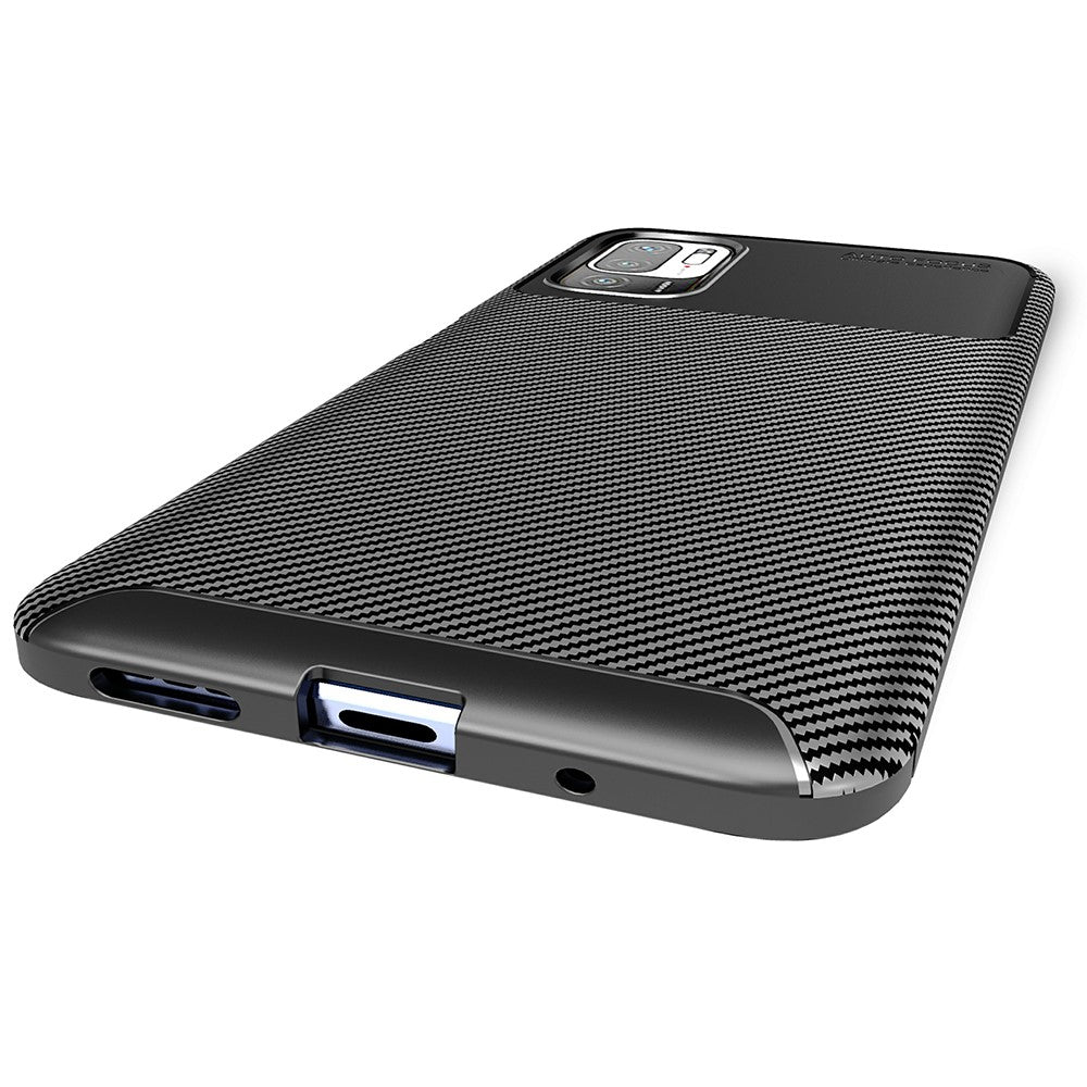 Carbon Fiber Texture Ultra Slim TPU Cover Shock-proof Phone Case for Xiaomi Redmi Note 10 5G/Poco M3 Pro 5G/4G