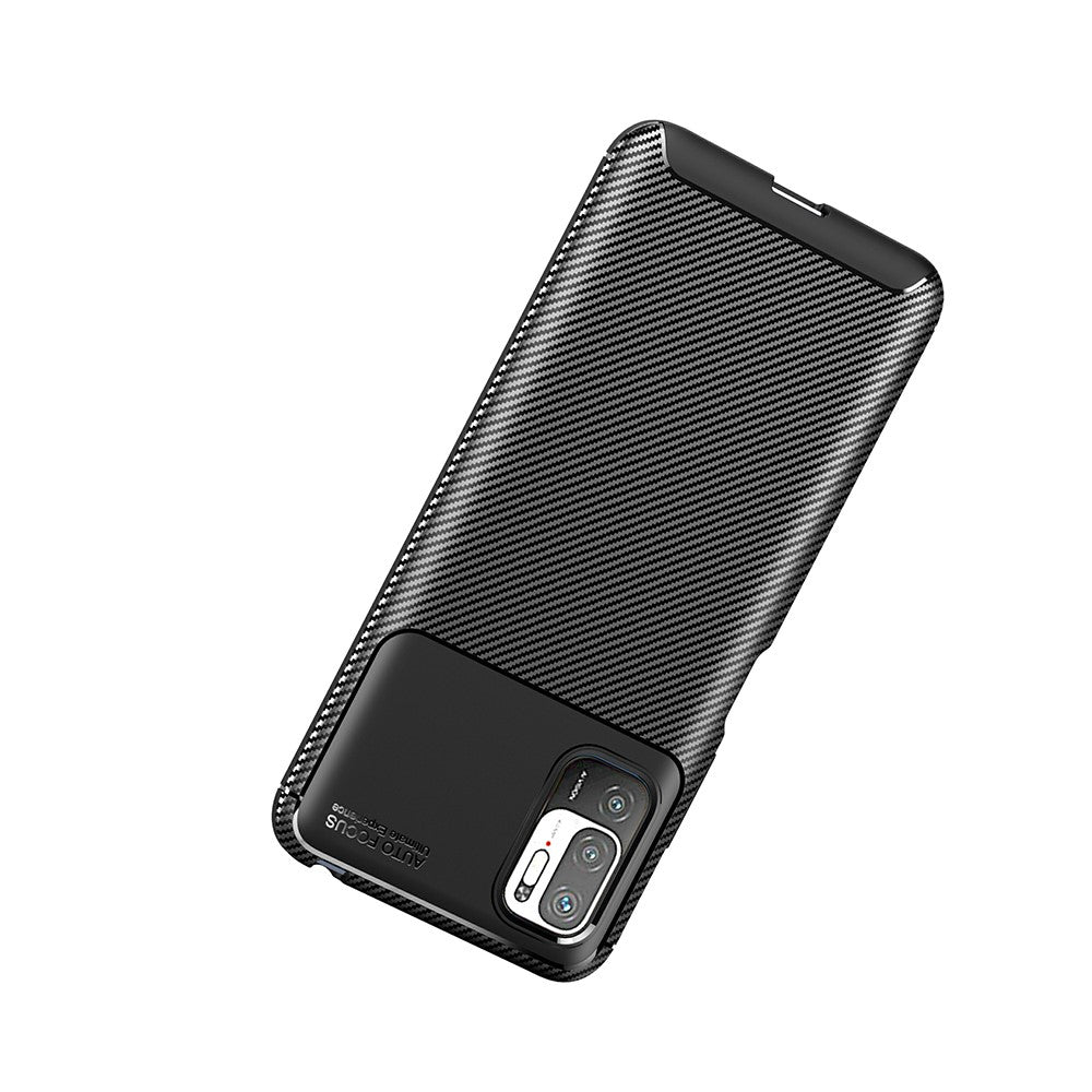 Carbon Fiber Texture Ultra Slim TPU Cover Shock-proof Phone Case for Xiaomi Redmi Note 10 5G/Poco M3 Pro 5G/4G