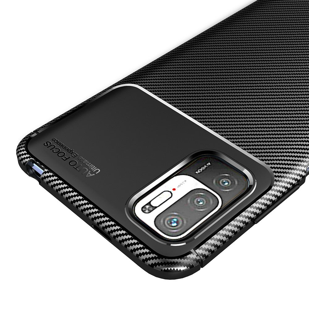 Carbon Fiber Texture Ultra Slim TPU Cover Shock-proof Phone Case for Xiaomi Redmi Note 10 5G/Poco M3 Pro 5G/4G