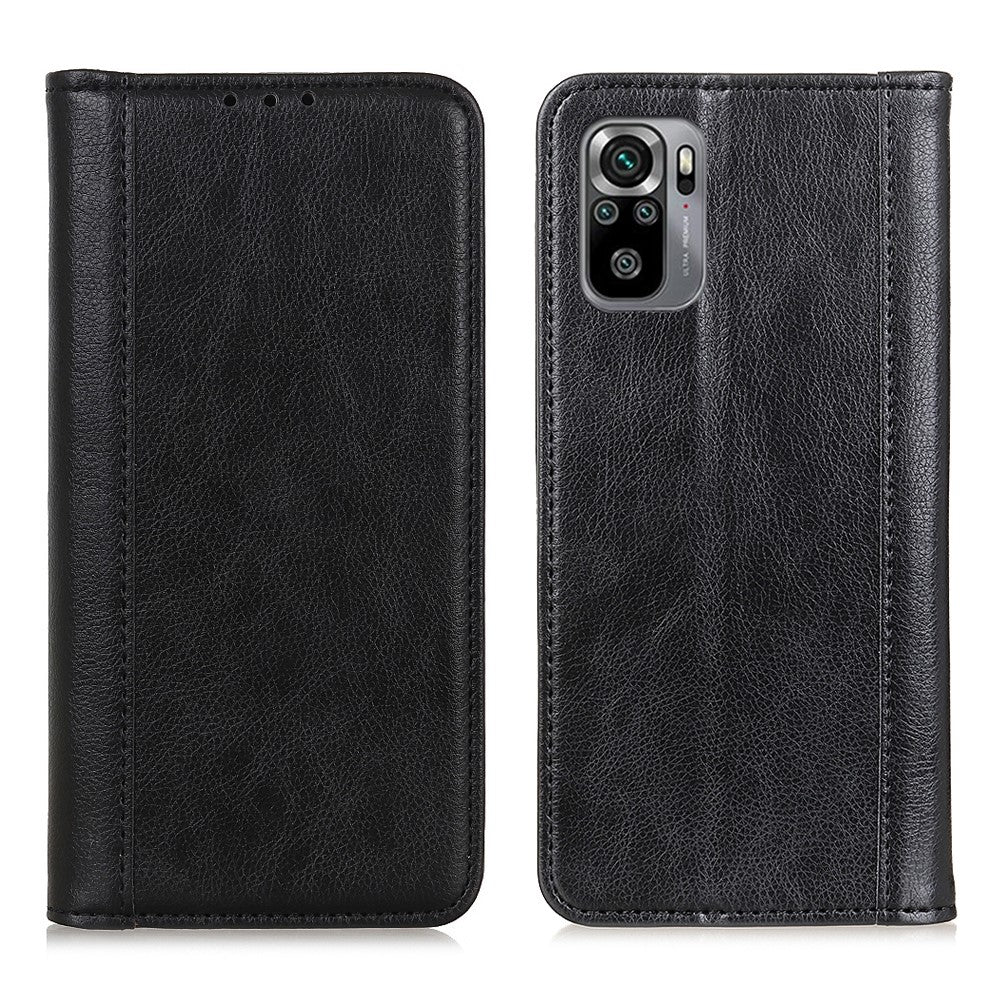 Automagnetsugande design med litchitextur och delat läderplånboksfodral för Xiaomi Redmi Note 10 4G / Note 10S / Poco M5s 4G