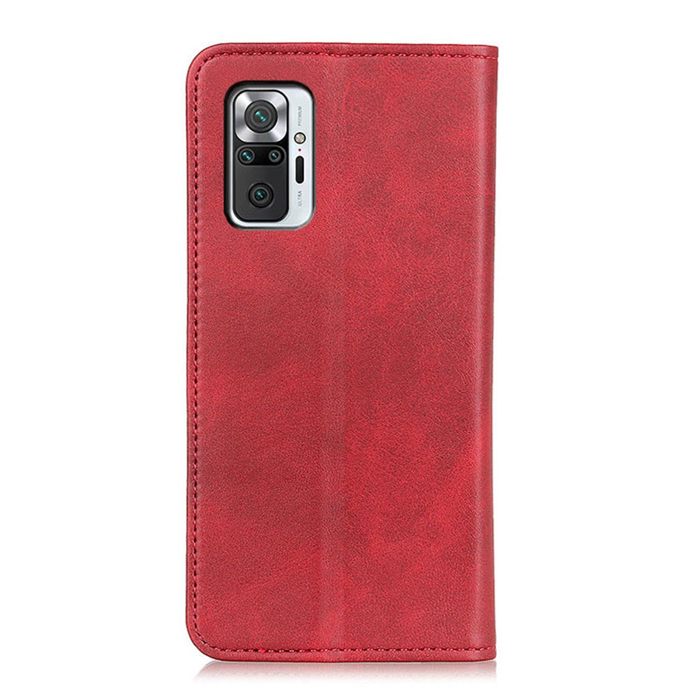 Split Leather Wallet Phone Stand Cover for Xiaomi Redmi Note 10 Pro 4G (India)/(Global)/Note 10 Pro Max Auto-absorbed Design Phone Shell