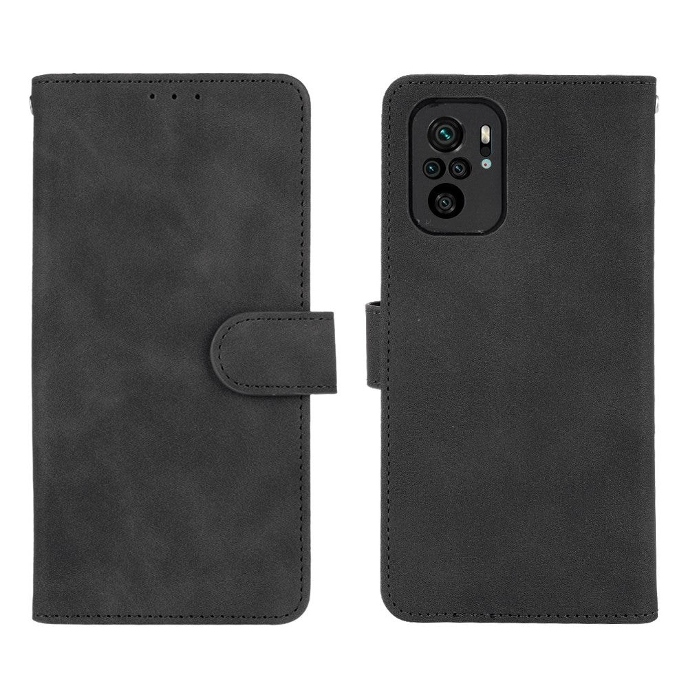 Skin-touch Folio Flip Leather Protective Shell Wallet Stand Phone Cover for Xiaomi Redmi Note 10 4G / Redmi Note 10S / Poco M5s 4G