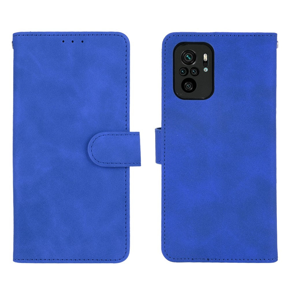 Skin-touch Folio Flip Leather Protective Shell Wallet Stand Phone Cover for Xiaomi Redmi Note 10 4G / Redmi Note 10S / Poco M5s 4G