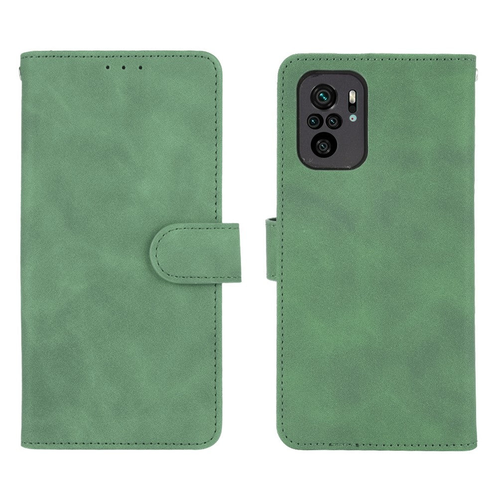 Skin-touch Folio Flip Leather Protective Shell Wallet Stand Phone Cover for Xiaomi Redmi Note 10 4G / Redmi Note 10S / Poco M5s 4G