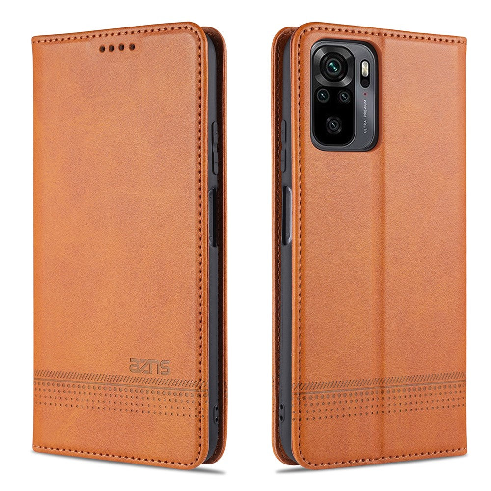 AZNS För Xiaomi Redmi Note 10 4G / Redmi Note 10S / Poco M5s 4G Plånboksfodral Magnetiskt Absorberande Vikbart Stativ Flipfodral PU-läder mobilskydd
