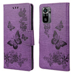 Imprinted Butterflies Flower Leather Wallet Stand Case for Xiaomi Redmi Note 10 4G / Note 10S / Poco M5s 4G