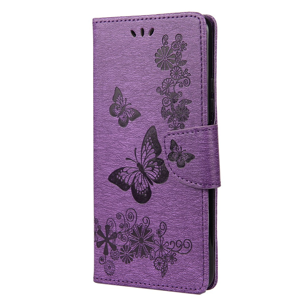 Imprinted Butterflies Flower Leather Wallet Stand Case for Xiaomi Redmi Note 10 4G / Note 10S / Poco M5s 4G
