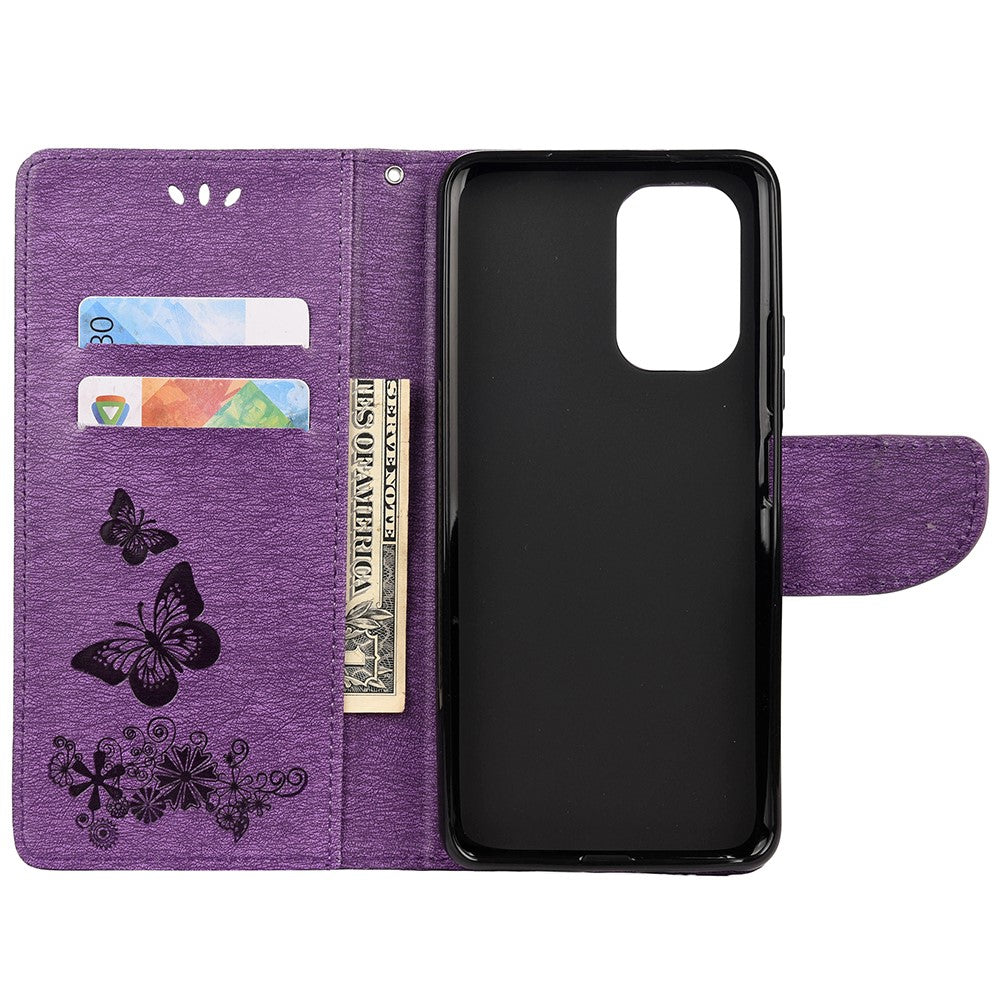 Imprinted Butterflies Flower Leather Wallet Stand Case for Xiaomi Redmi Note 10 4G / Note 10S / Poco M5s 4G