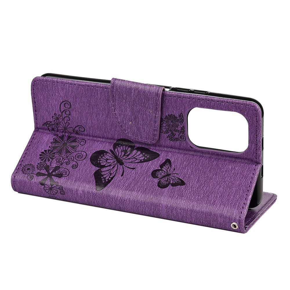 Imprinted Butterflies Flower Leather Wallet Stand Case for Xiaomi Redmi Note 10 4G / Note 10S / Poco M5s 4G