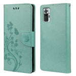 Imprinted Butterflies Flower Leather Wallet Stand Case for Xiaomi Redmi Note 10 4G / Note 10S / Poco M5s 4G