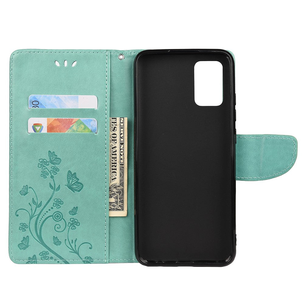 Imprinted Butterflies Flower Leather Wallet Stand Case for Xiaomi Redmi Note 10 4G / Note 10S / Poco M5s 4G