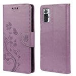 Imprinted Butterflies Flower Leather Wallet Stand Case for Xiaomi Redmi Note 10 4G / Note 10S / Poco M5s 4G
