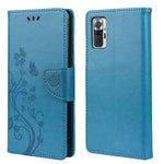 Imprinted Butterflies Flower Leather Wallet Stand Case for Xiaomi Redmi Note 10 4G / Note 10S / Poco M5s 4G