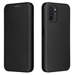 Auto-absorbed Stand Carbon Fiber Texture Leather Shell Cover for Xiaomi Redmi Note 10 4G / Redmi Note 10S / Poco M5s 4G
