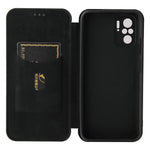 Auto-absorbed Stand Carbon Fiber Texture Leather Shell Cover for Xiaomi Redmi Note 10 4G / Redmi Note 10S / Poco M5s 4G