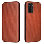 Auto-absorbed Stand Carbon Fiber Texture Leather Shell Cover for Xiaomi Redmi Note 10 4G / Redmi Note 10S / Poco M5s 4G