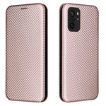 Auto-absorbed Stand Carbon Fiber Texture Leather Shell Cover for Xiaomi Redmi Note 10 4G / Redmi Note 10S / Poco M5s 4G