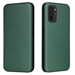 Auto-absorbed Stand Carbon Fiber Texture Leather Shell Cover for Xiaomi Redmi Note 10 4G / Redmi Note 10S / Poco M5s 4G