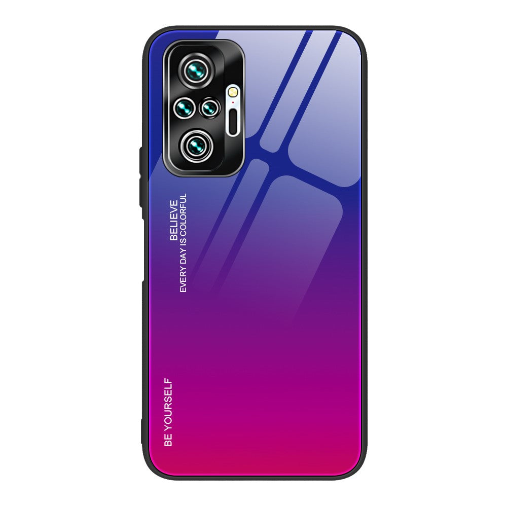 Gradient Tempered Glass Cell Phone Cover TPU Frame Back Case for Xiaomi Redmi Note 10 Pro/Note 10 Pro Max