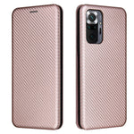 For Xiaomi Redmi Note 10 Pro / Pro Max Auto-absorbed Leather Cover Carbon Fiber Texture with Detachable Ring Kickstand Strap