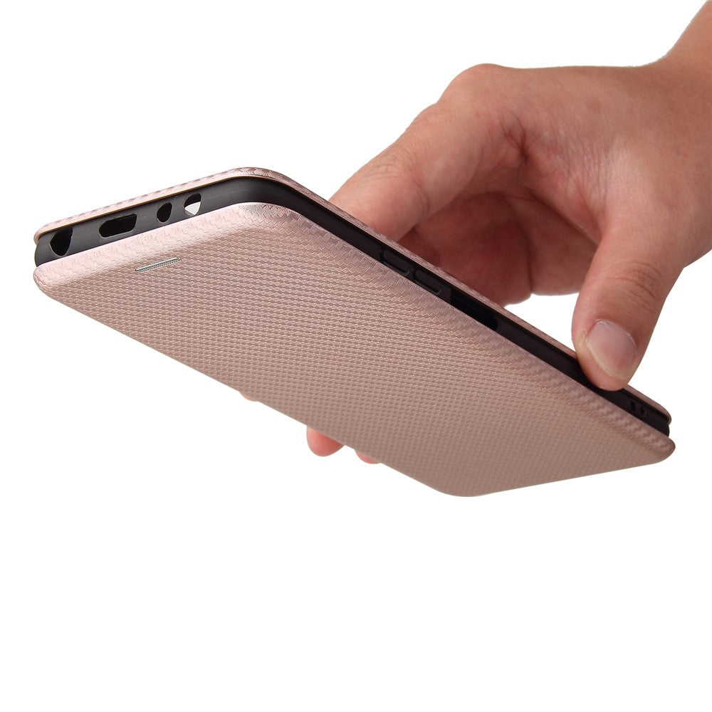 For Xiaomi Redmi Note 10 Pro / Pro Max Auto-absorbed Leather Cover Carbon Fiber Texture with Detachable Ring Kickstand Strap