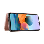 For Xiaomi Redmi Note 10 Pro / Pro Max Auto-absorbed Leather Cover Carbon Fiber Texture with Detachable Ring Kickstand Strap