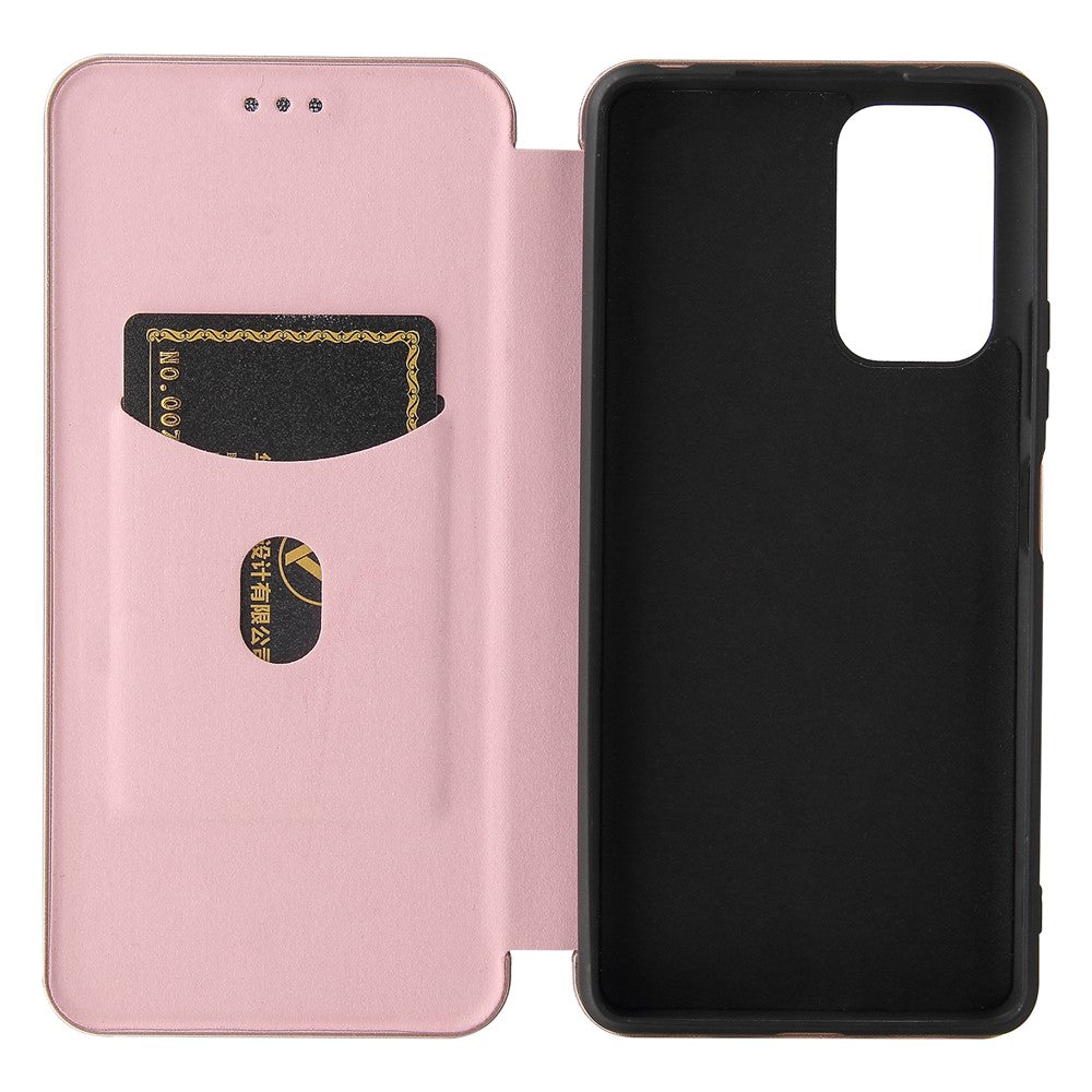 For Xiaomi Redmi Note 10 Pro / Pro Max Auto-absorbed Leather Cover Carbon Fiber Texture with Detachable Ring Kickstand Strap