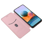 For Xiaomi Redmi Note 10 Pro / Pro Max Auto-absorbed Leather Cover Carbon Fiber Texture with Detachable Ring Kickstand Strap