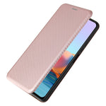For Xiaomi Redmi Note 10 Pro / Pro Max Auto-absorbed Leather Cover Carbon Fiber Texture with Detachable Ring Kickstand Strap