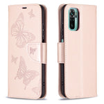 Imprint Butterfly Stand Leather Wallet Phone Case for Xiaomi Redmi Note 10S / Poco M5s 4G / Note 10 4G