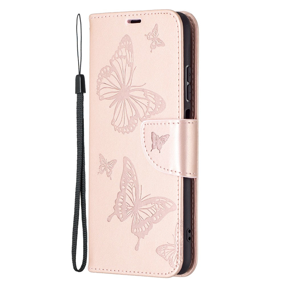 Imprint Butterfly Stand Leather Wallet Phone Case for Xiaomi Redmi Note 10S / Poco M5s 4G / Note 10 4G