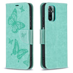 Imprint Butterfly Stand Leather Wallet Phone Case for Xiaomi Redmi Note 10S / Poco M5s 4G / Note 10 4G