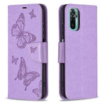 Imprint Butterfly Stand Leather Wallet Phone Case for Xiaomi Redmi Note 10S / Poco M5s 4G / Note 10 4G