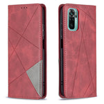 For Xiaomi Redmi Note 10 4G / Note 10S / Poco M5s 4G Geometric Splicing Pattern Leather Case Card Holder Shell with Stand