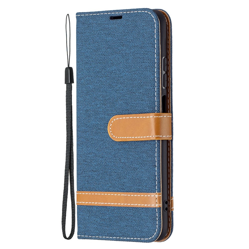 For Xiaomi Redmi Note 10 4G / Note 10S / Poco M5s 4G Jeans Cloth Surface Splicing Leather Phone Cover with Wallet