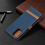 For Xiaomi Redmi Note 10 4G / Note 10S / Poco M5s 4G Jeans Cloth Surface Splicing Leather Phone Cover with Wallet
