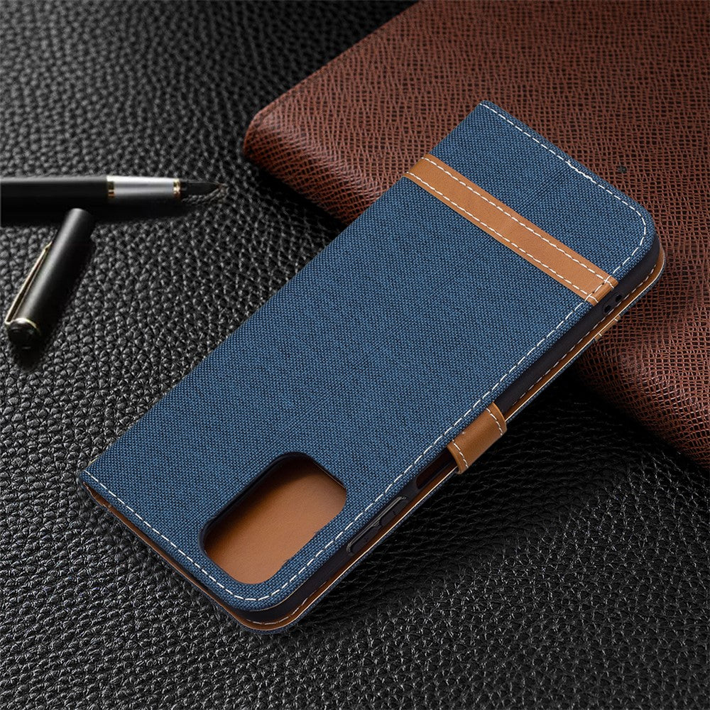 For Xiaomi Redmi Note 10 4G / Note 10S / Poco M5s 4G Jeans Cloth Surface Splicing Leather Phone Cover with Wallet