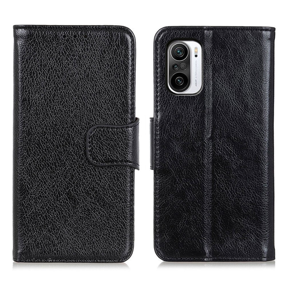 Wallet Design Full-Protection Nappa Texture Split Leather Stand Phone Cover Shell for Xiaomi Redmi K40/K40 Pro/K40 Pro+/Mi 11i/Poco F3