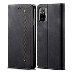 Vintage Style Wallet Stand Jeans Cloth Texture Leather Phone Cover for Xiaomi Redmi Note 10 Pro / Note 10 Pro (India) / Note 10 Pro Max