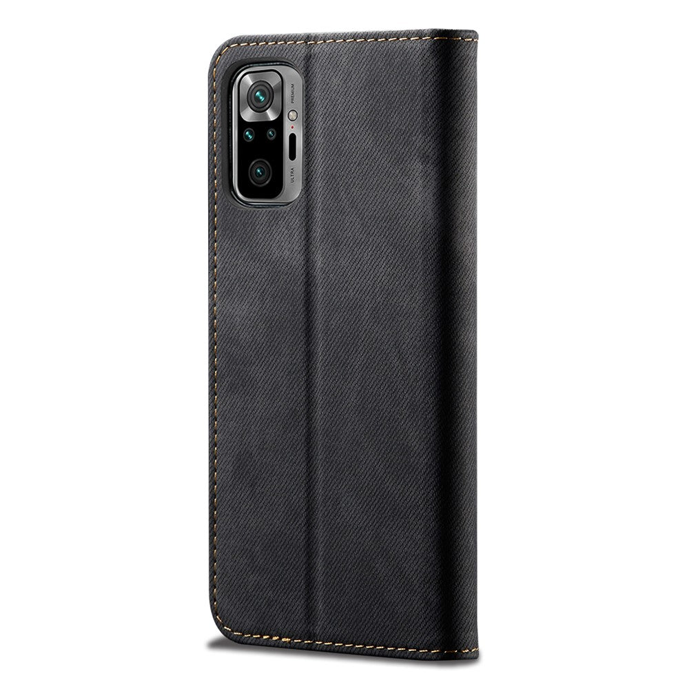 Vintage Style Wallet Stand Jeans Cloth Texture Leather Phone Cover for Xiaomi Redmi Note 10 Pro / Note 10 Pro (India) / Note 10 Pro Max