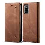 Vintage Style Wallet Stand Jeans Cloth Texture Leather Phone Cover for Xiaomi Redmi Note 10 Pro / Note 10 Pro (India) / Note 10 Pro Max