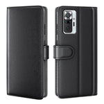 Genuine Leather Stand Wallet Case Shell for Xiaomi Redmi Note 10 Pro 4G (Global)